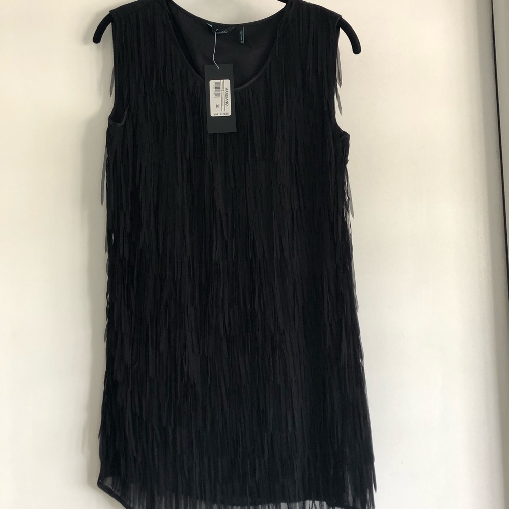 NWT - Marciano Fringe Black Cocktail Dress size XS